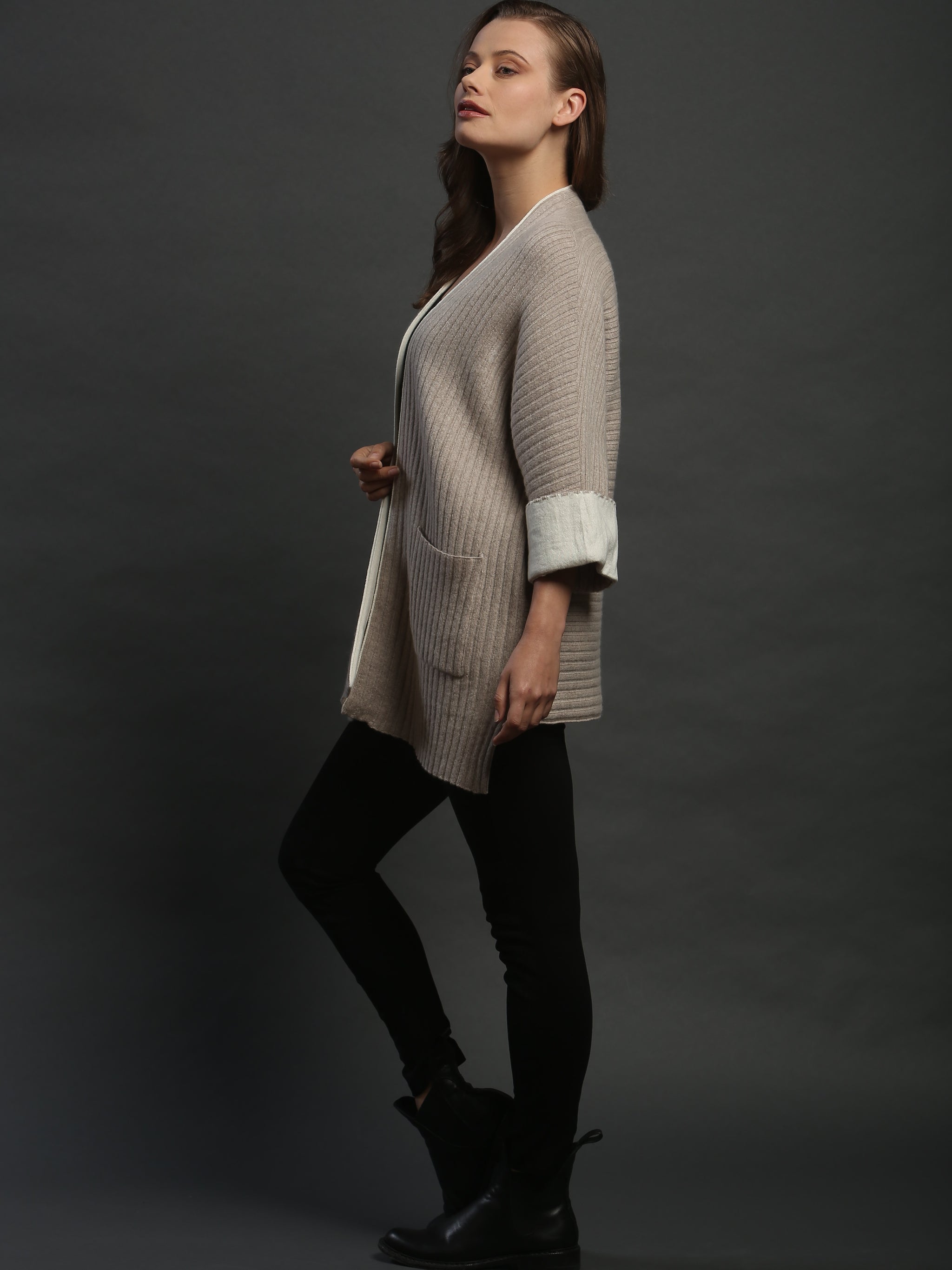 Contrast Roll Over Sleeve Kimono – Zoe Couture Cashmere