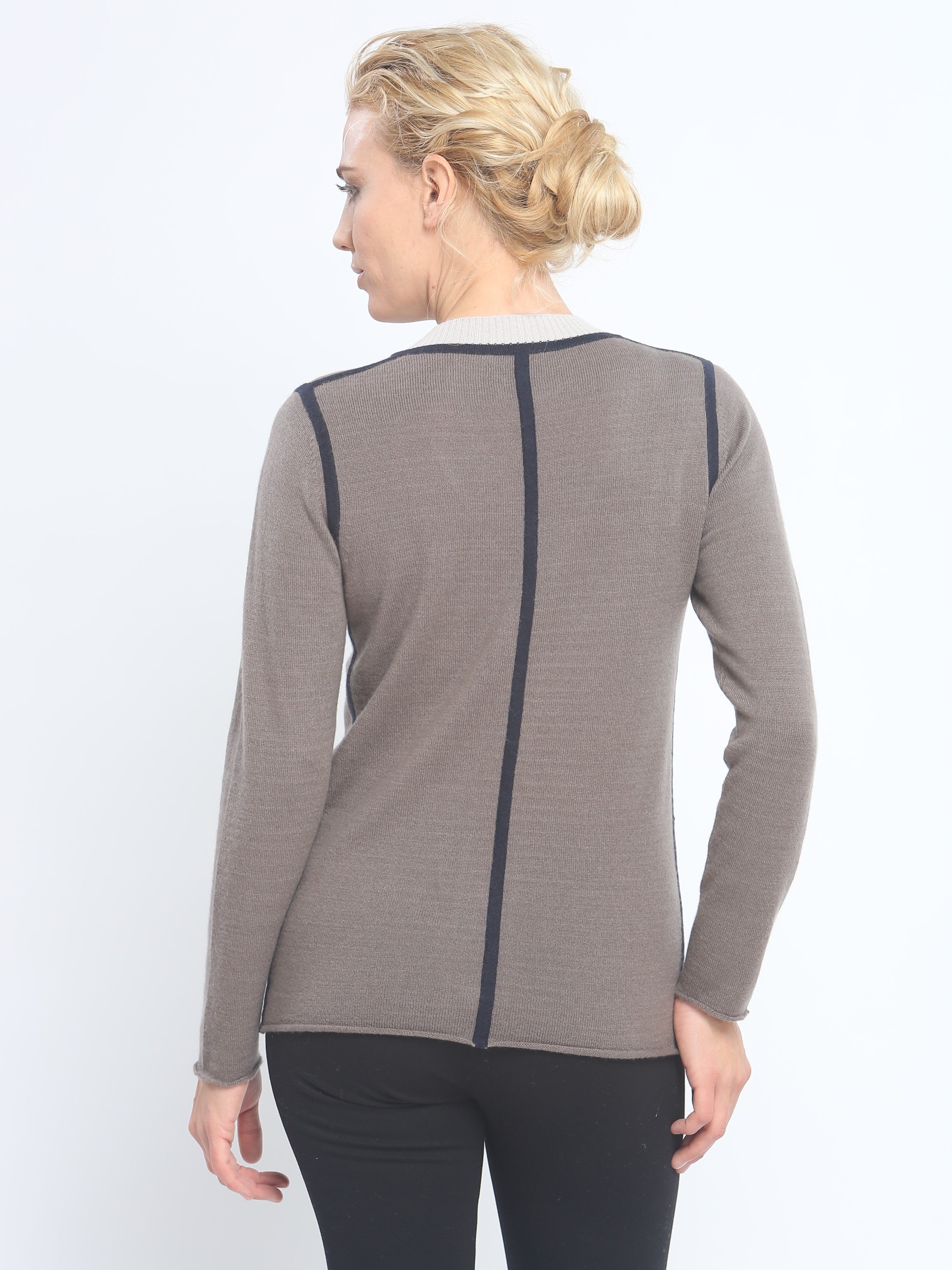 Cashmere Contrast Couture Zoe Piping Cardigan –